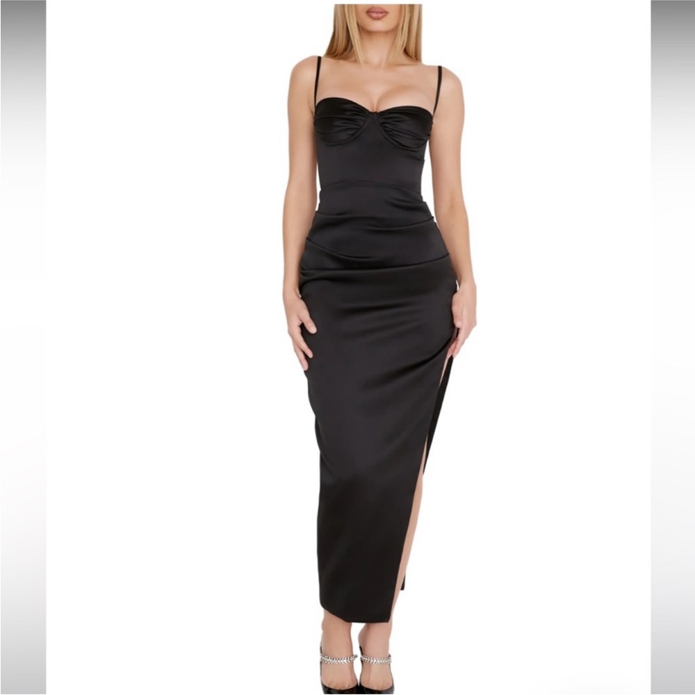 House of CB Flora Black Slit Corset Strap Dress - Brand New!